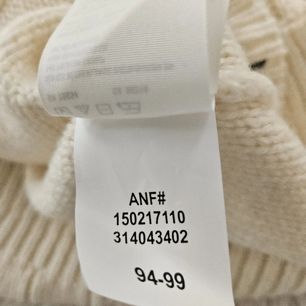 Vintage Abercrombie & Fitch Cable Knit Sweater Womens L Cream Ivory Crew Neck - Picture 12 of 12